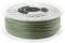 Eine Spule olivgrünes 3D-Druckfilament mit einer transparenten Kunststoffummantelung, geeignet für die Verwendung in FDM-3D-Druckern.