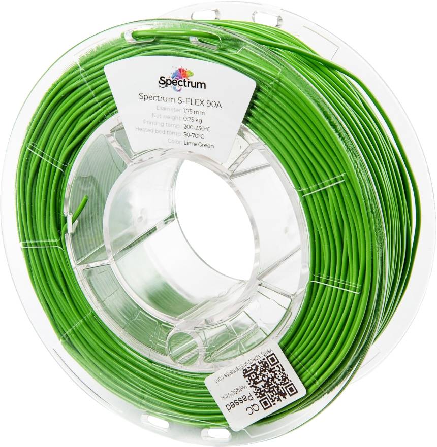 Spectrum Filaments 80253 S-Flex 90A Filament Flexibel filament Flexibel, Chemisch bestendig, Niet-trekkend 1.75 mm 250 g Lime Green, Groen 1 stuk(s)