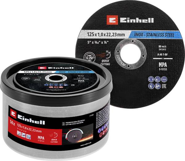 Einhell 711528 711528 Trennscheiben-Set 125 mm 50 St. Metall, Edelstahl, Stahl, Blech