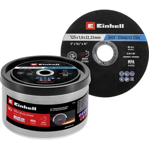 Einhell 711528 Trennscheiben-Set 125 mm 50 St. Metall, Edelstahl, Stahl, Blech