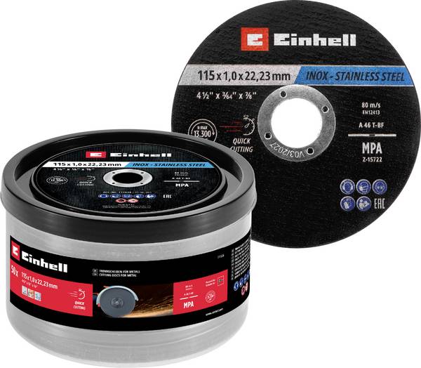 Einhell 711526 Trennscheiben-Set 115 mm 50 St. Metall, Edelstahl, Stahl, Blech