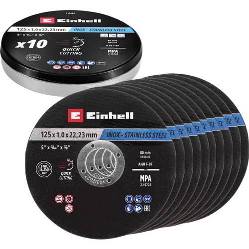 Einhell 711442 Trennscheiben-Set 125 mm 10 St. Metall, Edelstahl, Stahl, Blech