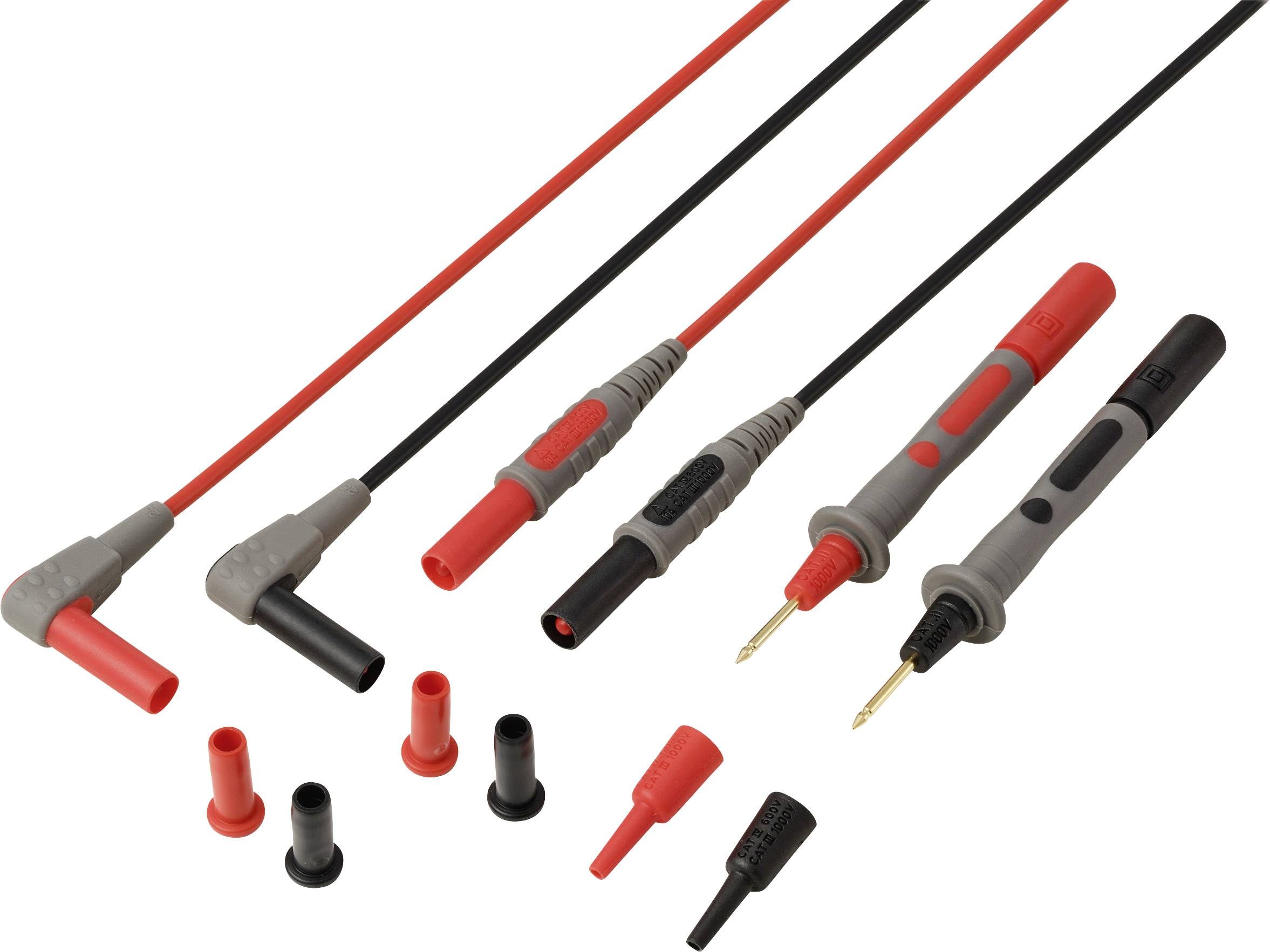 VOLTCRAFT MSL-820 Premium PVC Messleitung Gold Kontakte 1.2 m 1 Paar