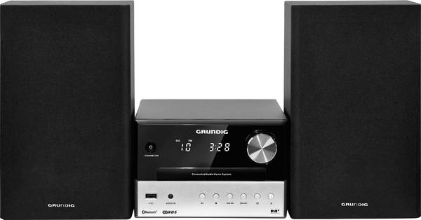 Grundig CMS 3000 Stereoanlage DAB+, Bluetooth®, CD, USB, AUX,  2 x 15 W Schwarz, Silber