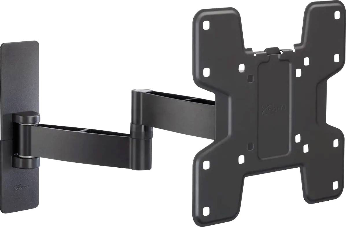 Verstellbare Wandhalterung mit Gelenkarm, geeignet für die Unterstützung von Flachbildschirm-Fernsehern, in schwarzem Metall dargestellt.