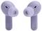 Lila drahtlose Kopfhörer mit Beschriftung 'L' und 'R' für links und rechts, ausgestattet mit Silikonohrhörern und einem eleganten, modernen Design.