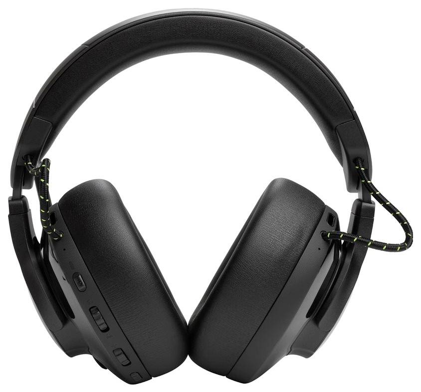 Schwarze Over-Ear-Kopfhörer mit gepolsterten Ohrmuscheln, verstellbarem Kopfbügel und einem Verbindungskabel.
