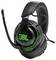 Ein schwarzes Gaming-Headset mit Neongrün-Akzenten, versehen mit JBL-Branding und einem angeschlossenen Mikrofon.