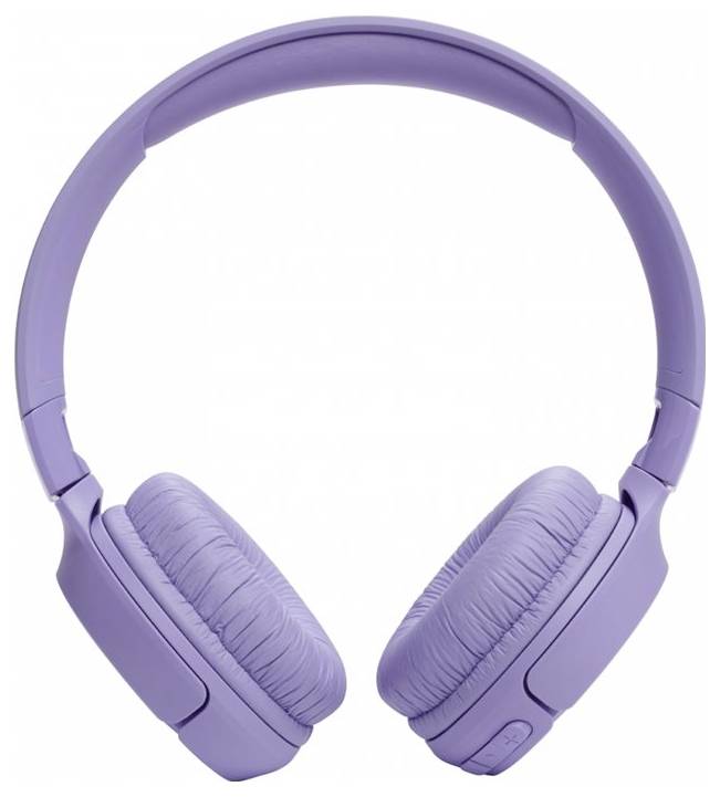 Ein Paar lila kabellose Kopfhörer auf weißem Hintergrund, mit gepolsterten Ohrmuscheln und einem verstellbaren Kopfbügel für bequemes Tragen.