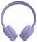 Ein Paar lila kabellose Kopfhörer auf weißem Hintergrund, mit gepolsterten Ohrmuscheln und einem verstellbaren Kopfbügel für bequemes Tragen.