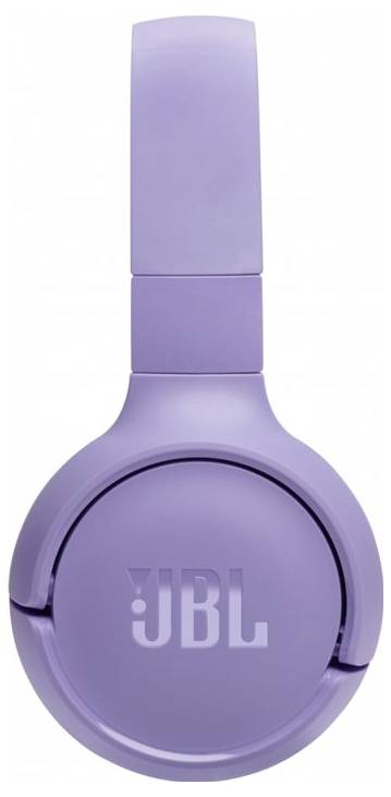 Lila JBL Over-Ear-Kopfhörer, von der Seite präsentiert, mit dem Markenlogo prominent auf der Ohrmuschel.