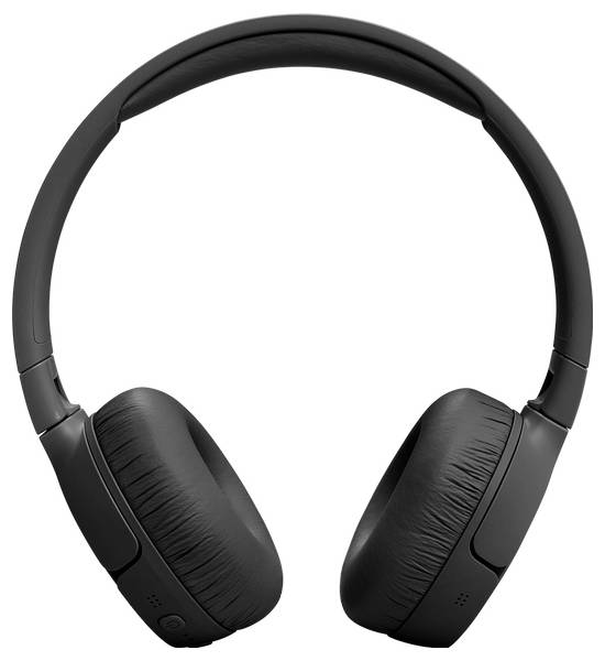 Schwarze kabellose Over-Ear-Kopfhörer mit gepolsterten Ohrmuscheln und Kopfbügel, aufrecht gegen einen schlichten weißen Hintergrund positioniert.