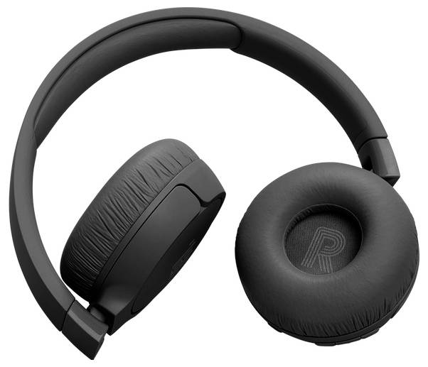 Schwarze Over-Ear-Kopfhörer mit gepolsterten Ohrmuscheln und verstellbarem Kopfbügel, auf dem eine Ohrmuschel das Buchstaben 'R' zeigt, was die rechte Seite kennzeichnet.