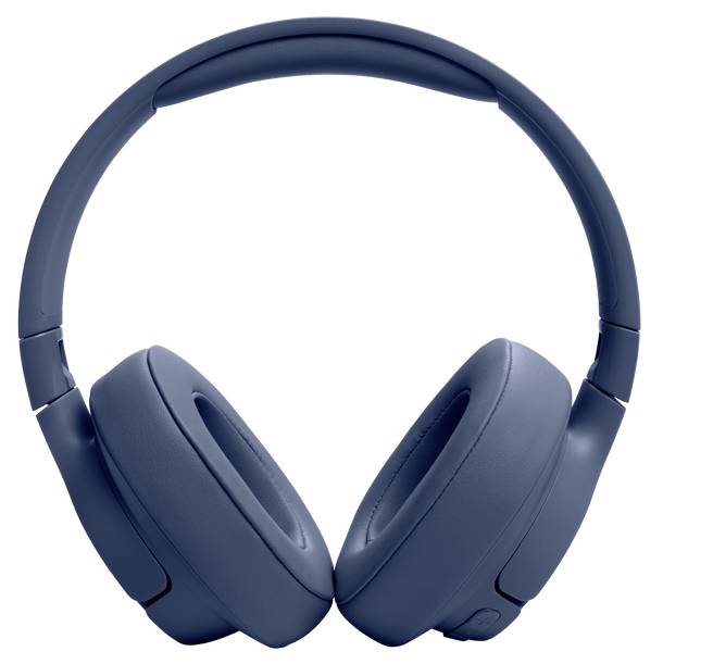 Blaue Over-Ear-Kopfhörer mit gepolsterten Ohrmuscheln, Kopfbügel und verstellbaren Scharnieren, entwickelt für Komfort und immersives Hörerlebnis.