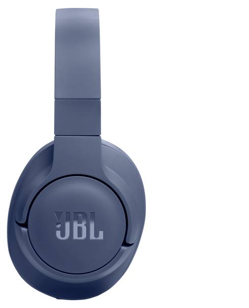 Blaue Over-Ear-Kopfhörer mit dem 'JBL' Logo auf der Ohrmuschel.