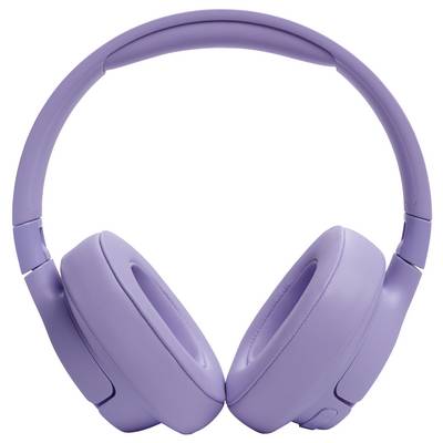 Violette Over-Ear-Kopfhörer mit gepolsterten Ohrmuscheln und einem verstellbaren Kopfbügel, die vor einem weißen Hintergrund präsentiert werden.