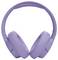 Lila Over-Ear-Kopfhörer mit gepolsterten Ohrmuscheln und verstellbarem Kopfbügel, aufrecht vor einem schlichten weißen Hintergrund positioniert.