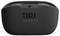 Schwarze JBL-Wireless-Ohrhörer-Ladehülle, geschlossen, mit JBL-Logo auf der Vorderseite.