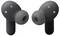 Schwarze kabellose Ohrhörer mit elegantem Design, ausgestattet mit kleinen, kreisförmigen Touchsteuerungen auf der Außenseite. Linker und rechter Ohrhörer werden dargestellt.