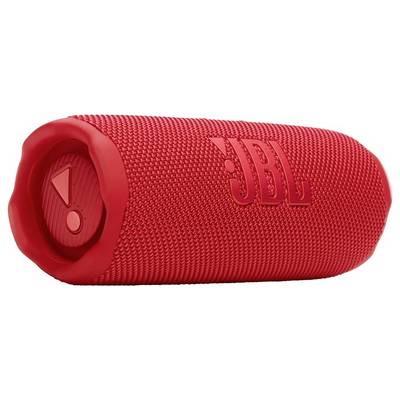 Ein roter tragbarer Bluetooth-Lautsprecher mit strukturierter Oberfläche und dem Logo "JBL" an der Seite, der für den Outdoor-Einsatz konzipiert wurde.