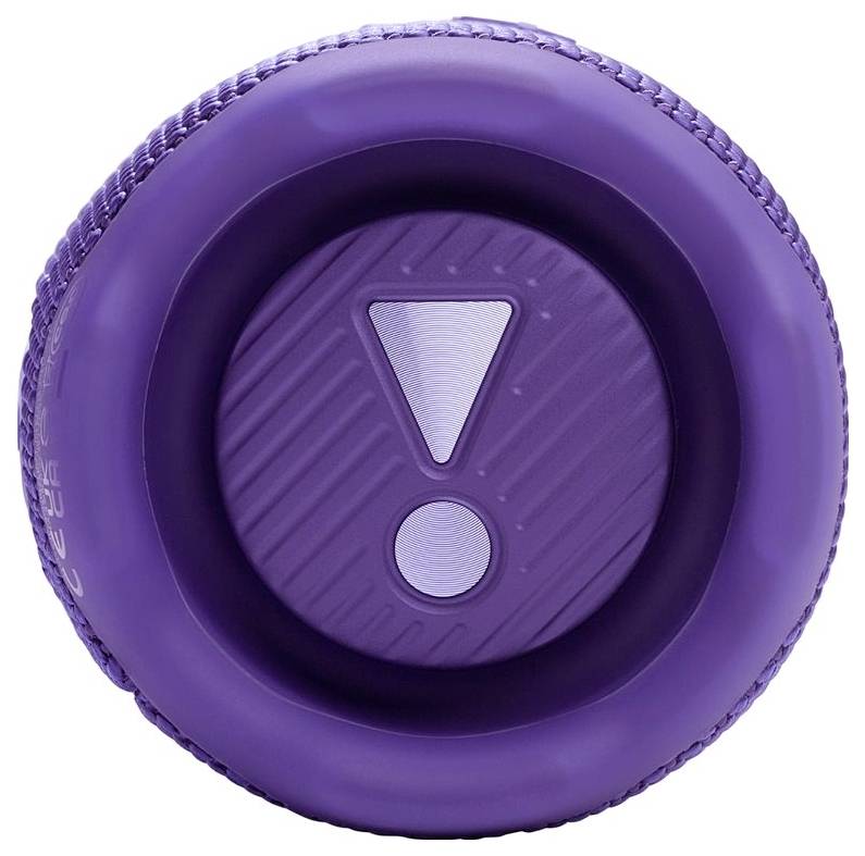 Eine lila Ventilkappe mit einem Ausrufezeichen-Symbol, die möglicherweise eine Warnung oder eine wichtige Mitteilung anzeigt.