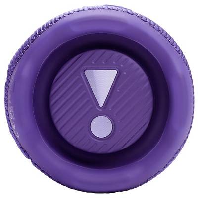 Eine lila Ventilkappe mit einem Ausrufezeichen-Symbol, die möglicherweise eine Warnung oder eine wichtige Mitteilung anzeigt.