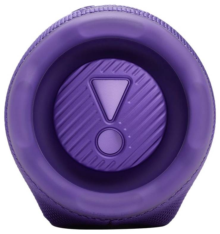 Ein violettes zylindrisches Objekt mit einem Ausrufezeichen am Ende, das darauf ausgelegt ist, Nachdruck zu verleihen oder Aufmerksamkeit zu erregen.