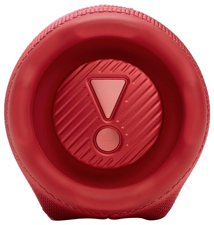 Roter Knopf mit Ausrufezeichen-Symbol, der eine Warnung oder einen Alarm anzeigt.