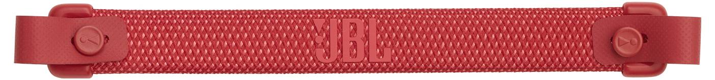 Ein roter, strukturierter Riemen mit dem 'JBL' Logo in der Mitte, der an beiden Enden über Knopfverschlüsse verfügt.