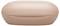 Ein rosa, oval geformtes Ohrhörertui mit einem dezenten Logo auf der Oberseite, geschlossen und minimalistisch im Design, vor einem weißen Hintergrund.