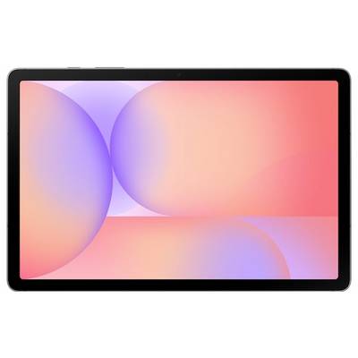 Ein Tablet-Computer, der einen abstrakten Hintergrund mit überlappenden Kreisen in weichen Rosa-, Lila- und Orangetönen zeigt.