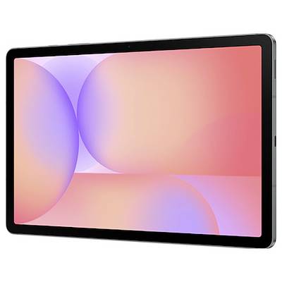 Ein Tablet, das einen lebendigen abstrakten Hintergrund zeigt mit rosa, violetten und orangefarbenen Verlaufkreisen vor einem weichen Pastellhintergrund.