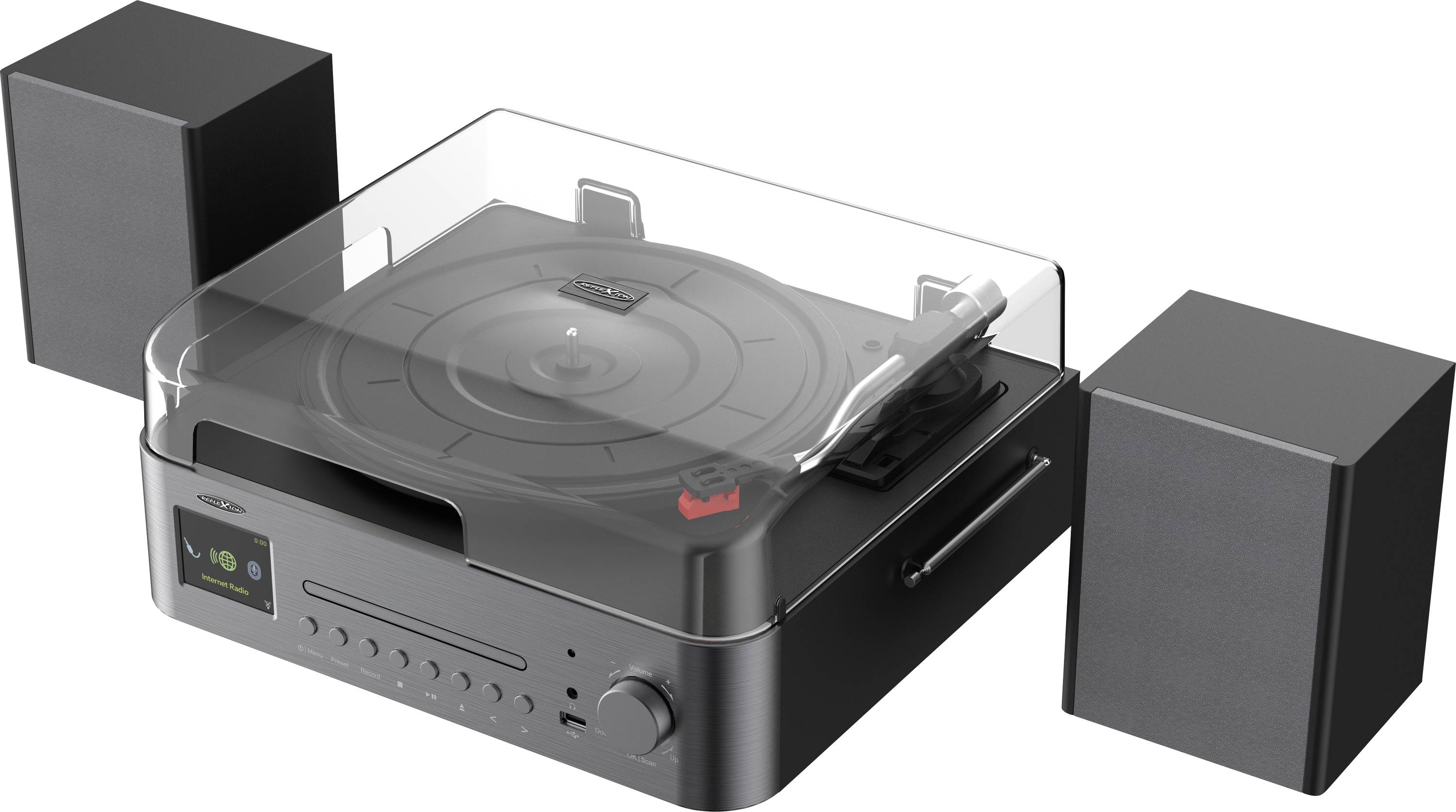 Reflexion Internetradio HiFi-tuner Zwart, Bruin DAB+, CD-speler, Bluetooth, Incl. luidsprekers