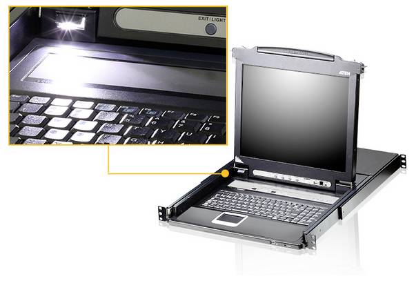 ATEN CL5708M 43cm LCD KVM Switch, USB-PS/2,VGA, 8 Port, DE-Layout KVM-Switches / PC-Shares VGA