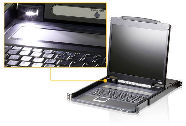ATEN CL3000N KVM-Konsole, 48cm LCD, VGA, PS/2-USB, USB Port, FR-Layout 19-/10-Geräteträger KVM