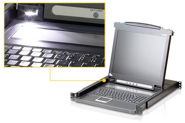 ATEN CL1000N KVM-Konsole, 19 LCD, VGA, PS/2, CH-Layout 19-/10-Geräteträger KVM Konsole