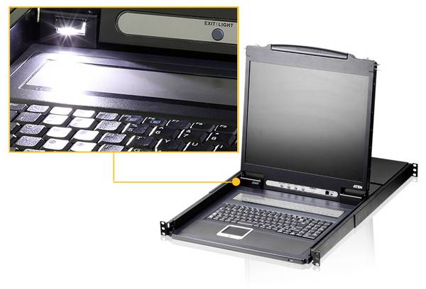 ATEN CL1308N KVM-Switch, 48cm TFT, VGA, PS/2-USB, 8 Port, CH-Layout Signalsteuerung KVM