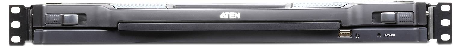 Ein schwarzes Computer-Serverrack mit frontseitigen Griffen, Lüftungsschlitzen und Anschlüssen, das für den Einsatz in Rechenzentren oder IT-Umgebungen entwickelt wurde.