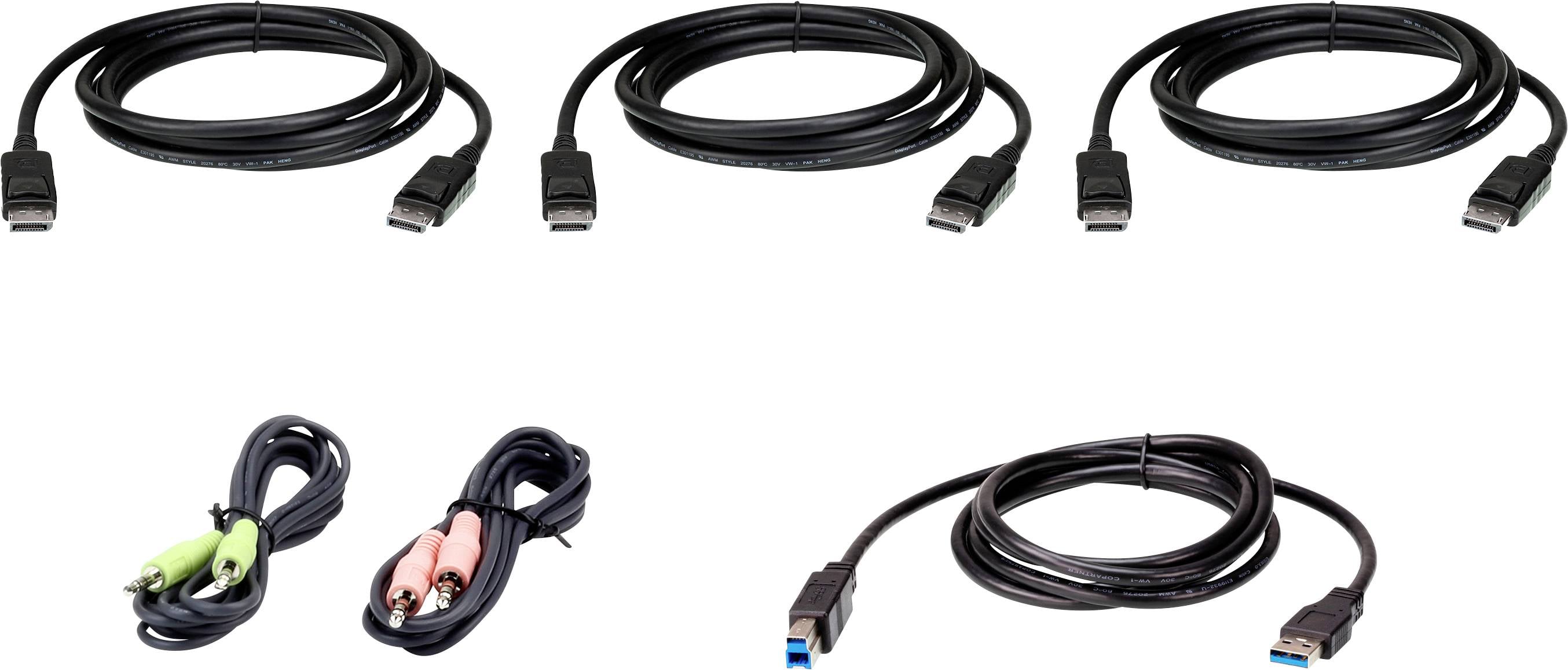 Thumbnail - ATEN KVM Kabel [1x DisplayPort, Klinkenstecker 3.5 mm, USB - 1x DisplayPort, Klinkenstecker 3.5 mm, USB] 1.8 m Schwarz