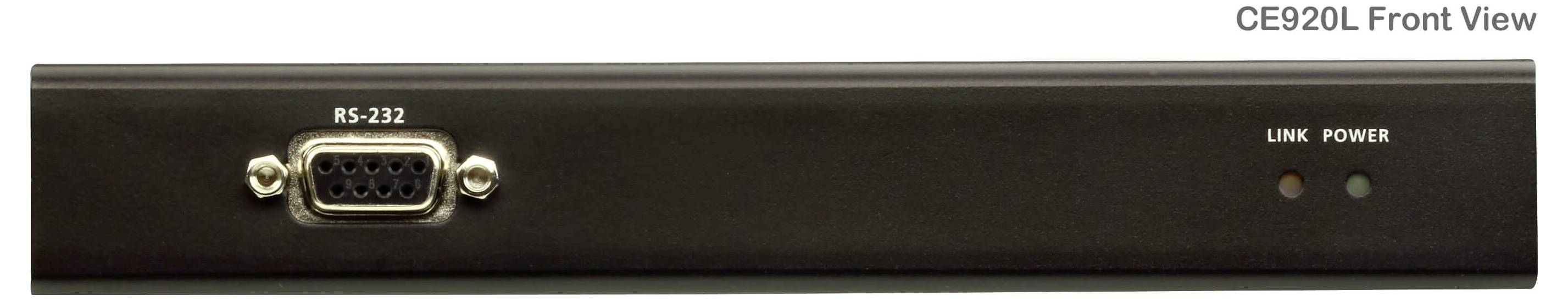 Frontansicht des CE920L-Geräts mit RS-232-Anschluss und LED-Anzeigen für 'Link' und 'Strom'.