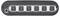 Geräterückseite mit sechs beschrifteten quadratischen Tasten: OUT B, OUT A, INPUT 4, INPUT 3, INPUT 2, INPUT 1. Beinhaltet DC 5V-Anschluss.