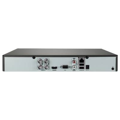 Nahaufnahme der Rückseite eines Geräts mit verschiedenen Anschlüssen, darunter Video-, HDMI-, VGA-, Audio-, LAN- und USB-Ports.