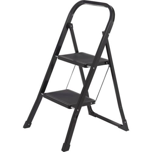 TOOLCRAFT TO-10398468 Stahl Klapptritt klappbar, Montage ohne Werkzeug Arbeitshöhe (max.): 2.47 m Schwarz EN 14183