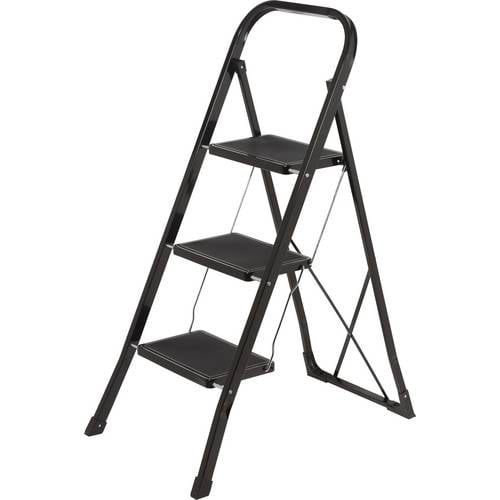 TOOLCRAFT TO-10398471 Stahl Klapptritt klappbar, Montage ohne Werkzeug Arbeitshöhe (max.): 2.7 m Schwarz EN 14183