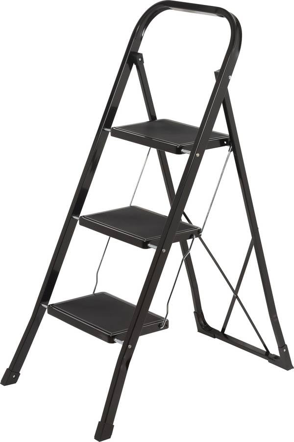 TOOLCRAFT TO-10398471 Stahl Klapptritt klappbar, Montage ohne Werkzeug Arbeitshöhe (max.): 2.7 m Schwarz EN 14183