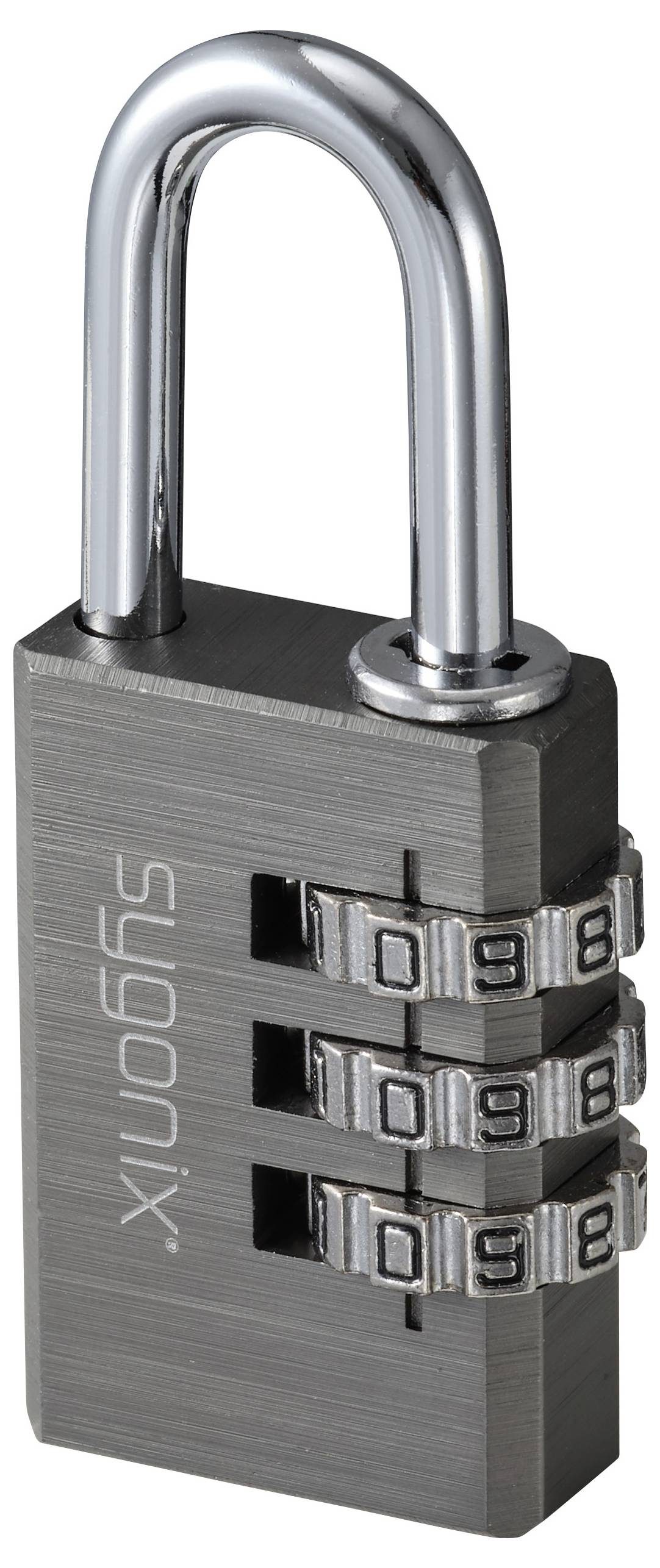 Sygonix SY-6932310 Vorhängeschloss 30 mm 3-Digit Titan-Grau Zahlenschloss-2