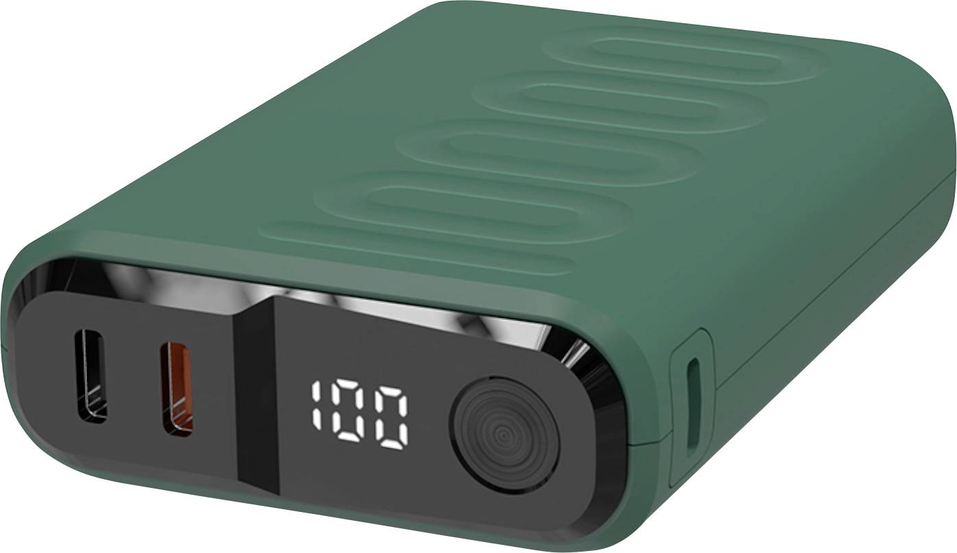 RealPower REALPOWER PB-10000 C Powerbank 10.000 mAh USB PD Dunkelgrün