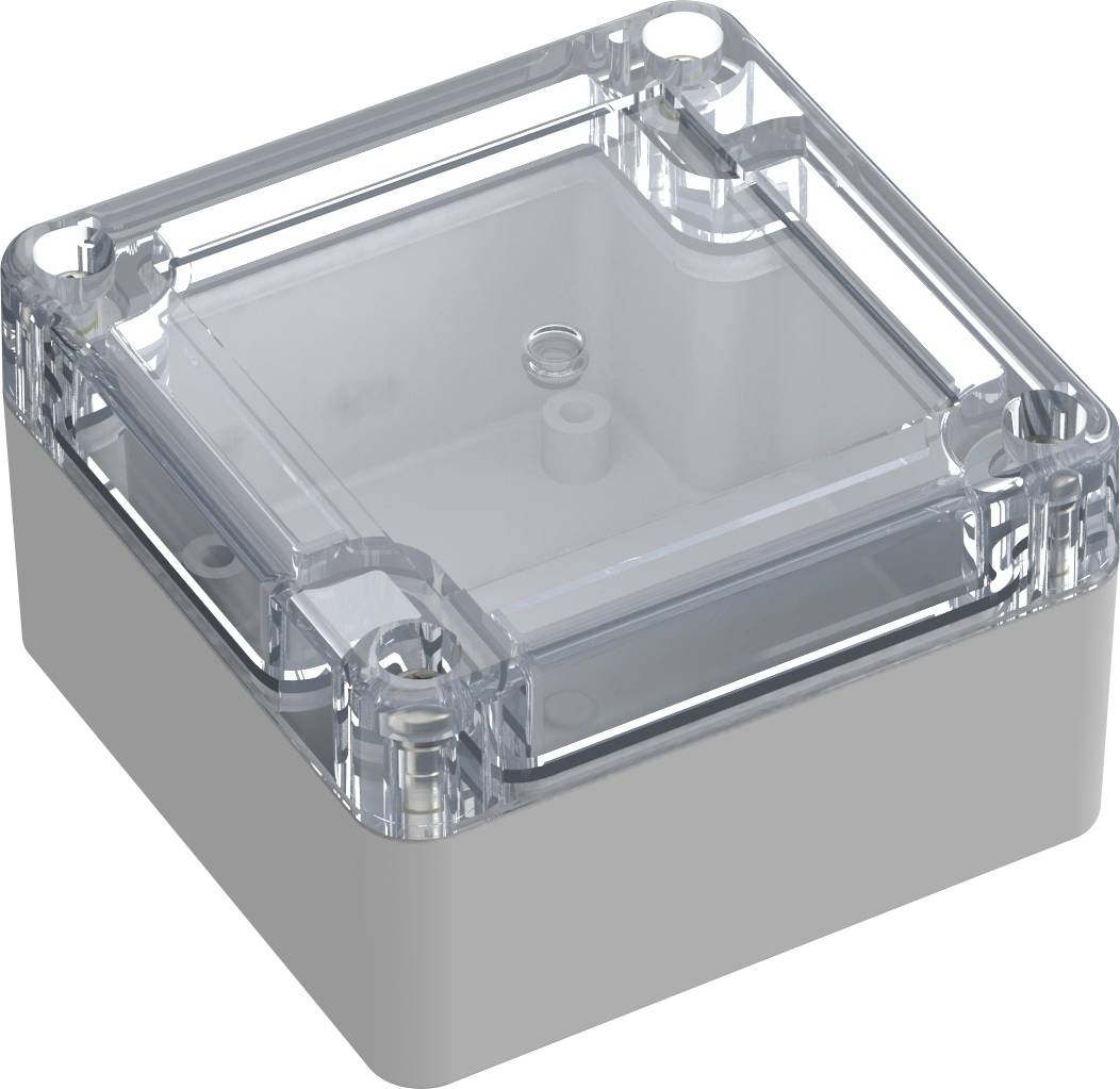 TRU COMPONENTS 6U07080804139 TC-13865060 Industrie-Gehäuse 75 x 75 x 45 Polycarbonat Lichtgrau, Transparent 1 St.