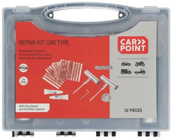 CarPoint 0623016  Reifen-Pannen Set Reifendruck-Messfunktion Motorrad, Pkw, Van     1 St.