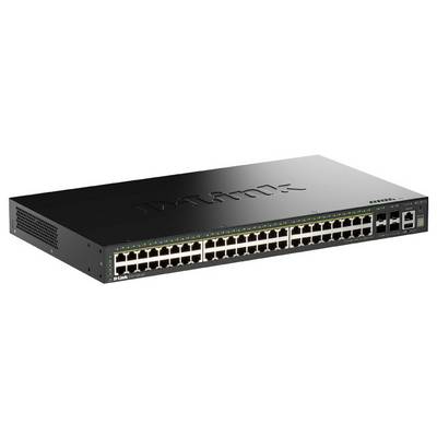 Ein Netzwerk-Switch mit 48 Ethernet-Ports und LED-Anzeigen auf der Frontplatte, der zum Verbinden mehrerer Geräte innerhalb eines lokalen Netzwerks (LAN) verwendet wird.